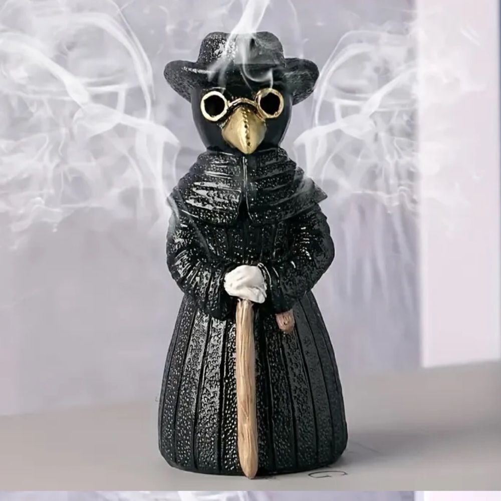 Black Plague Doctor Bird Incense Holder